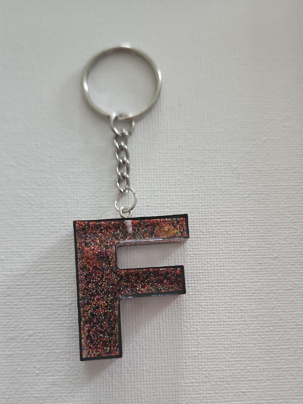 letter "f" keychains resin